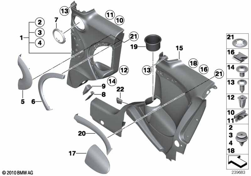 BMW & MINI Expanding Screw Grommet - White Trim Panel Mounting Clip 63171367868