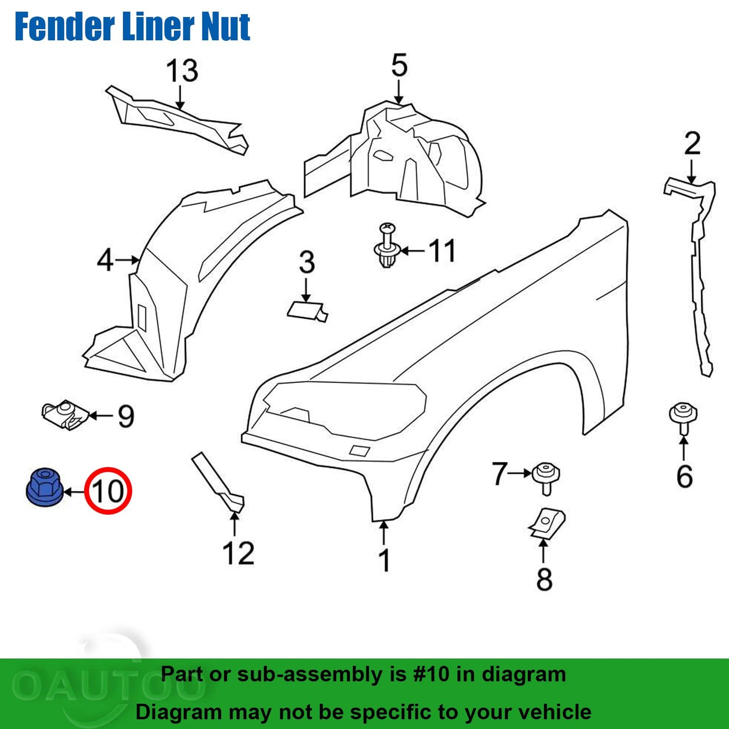 BMW & MINI Hex Head Plastic 10mm Nut - Undertray & Splashguard Fastener
