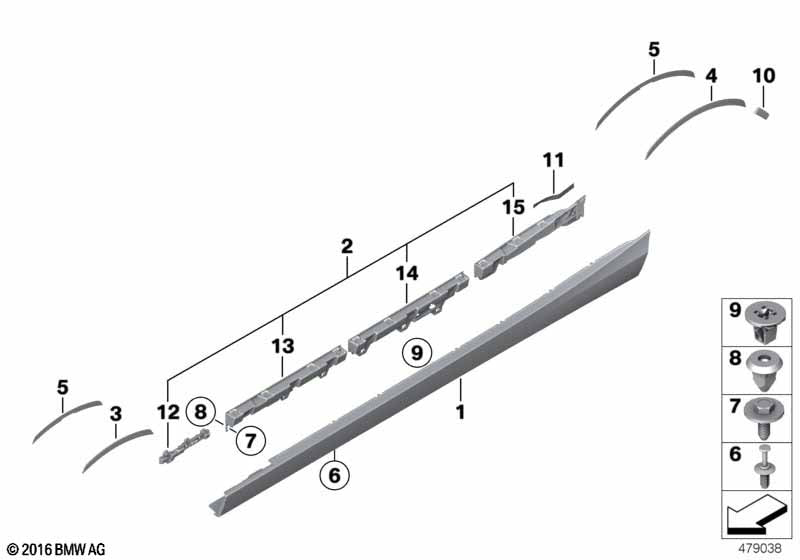 BMW Underbody Shield Screw Pin Clip - Side Skirt & Splash Guard Fastener 07147296886