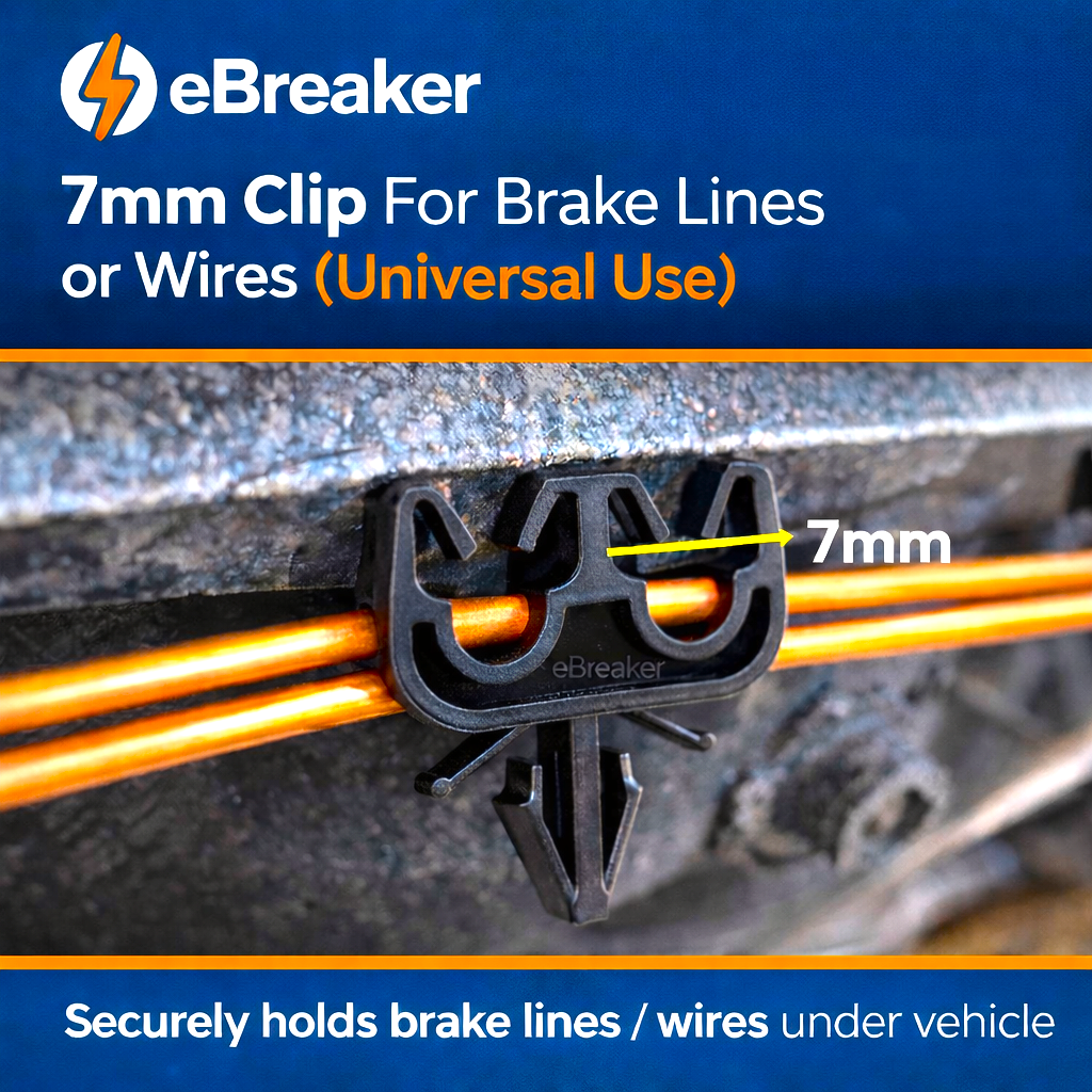Twin Pipe & Cable Holding Clip - Brake, Fuel & Electrical Lines up to 7mm