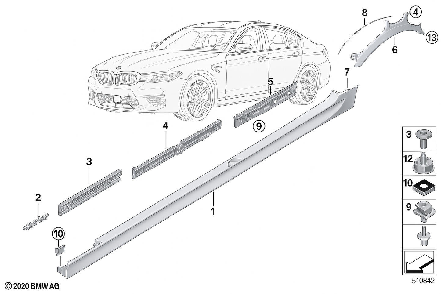 BMW Push Pin Expanding Rivet - Side Skirt & Wheel Arch Trim Clip 07147213303