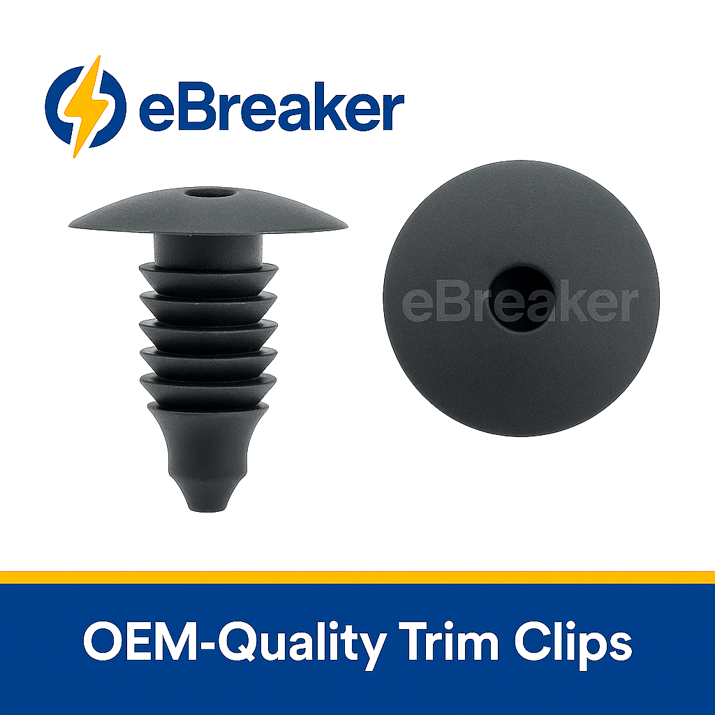 Universal 8mm Fat Fir Tree Push Fit Trim Clip - Black Panel Fastener