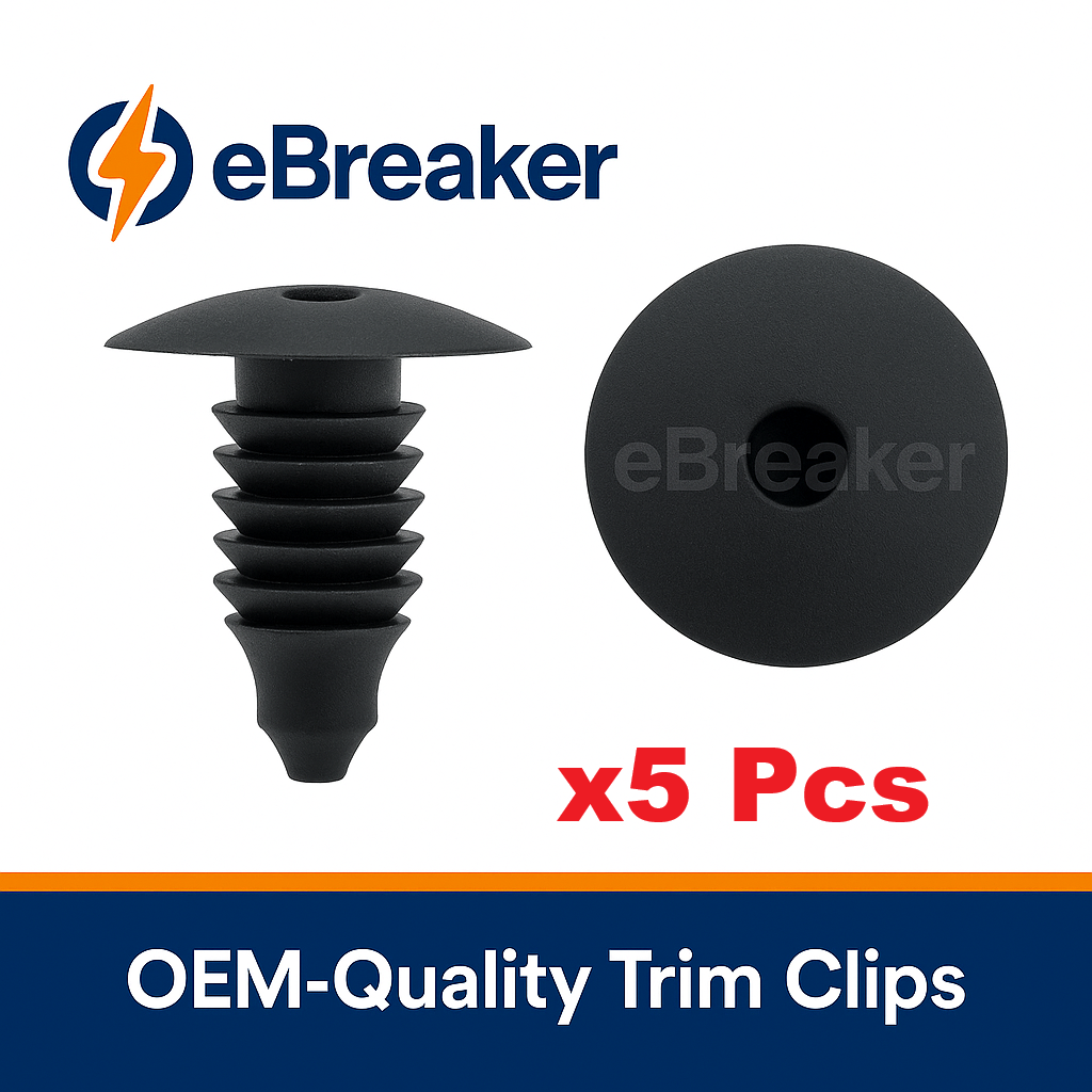 Universal 8mm Fat Fir Tree Push Fit Trim Clip - Black Panel Fastener