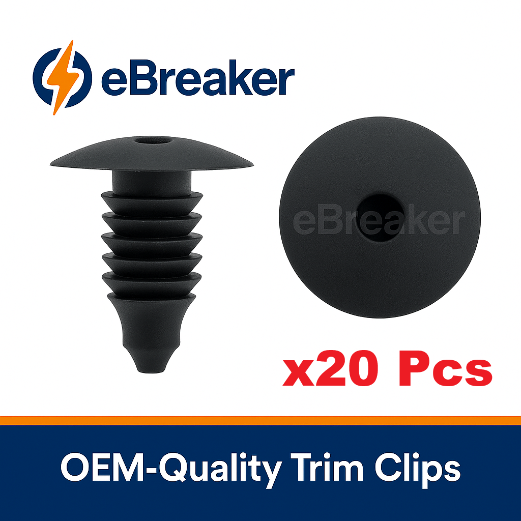 Universal 8mm Fat Fir Tree Push Fit Trim Clip - Black Panel Fastener