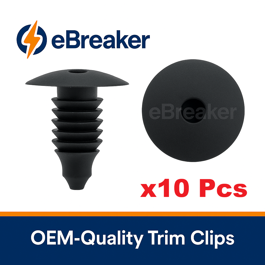 Universal 8mm Fat Fir Tree Push Fit Trim Clip - Black Panel Fastener