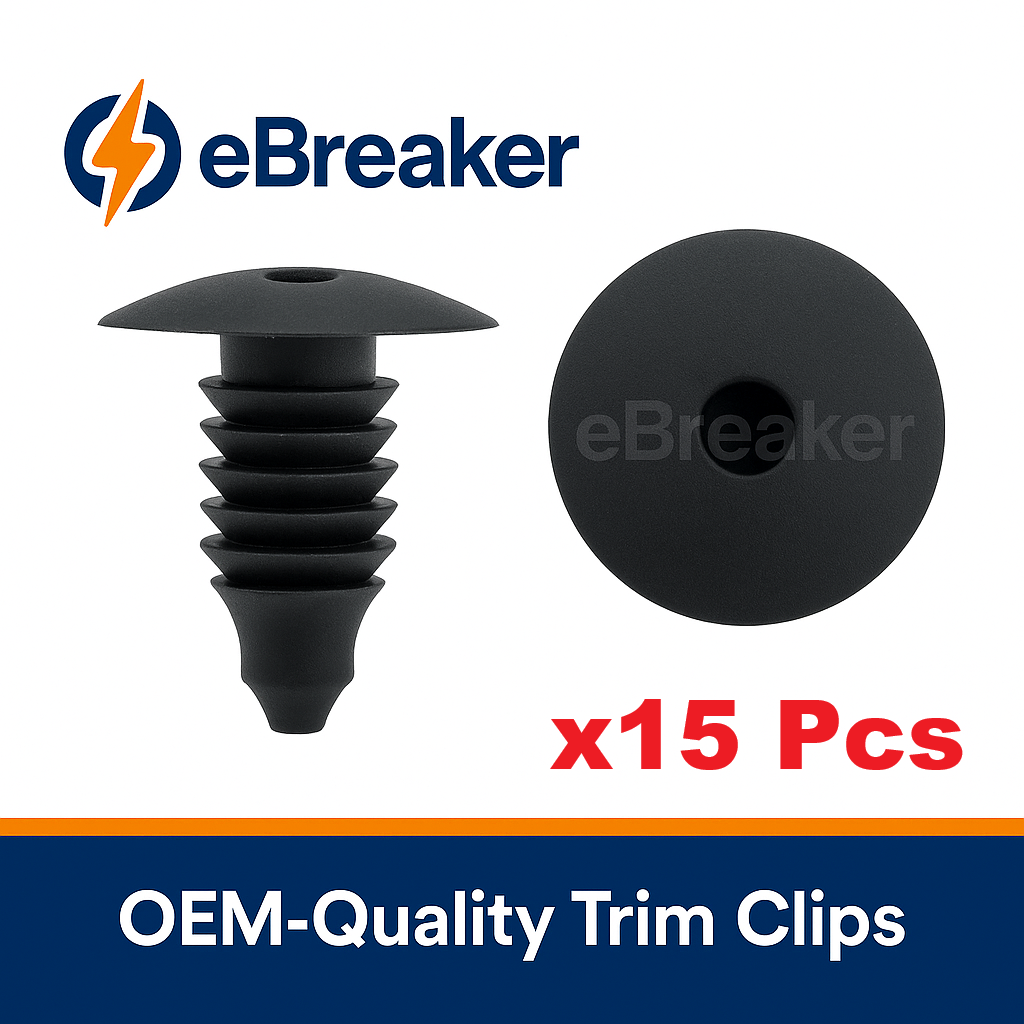 Universal 8mm Fat Fir Tree Push Fit Trim Clip - Black Panel Fastener