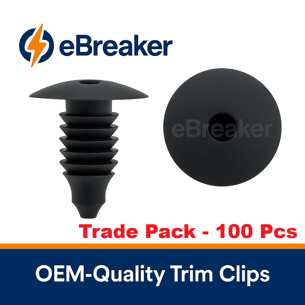 Universal 8mm Fat Fir Tree Push Fit Trim Clip - Black Panel Fastener