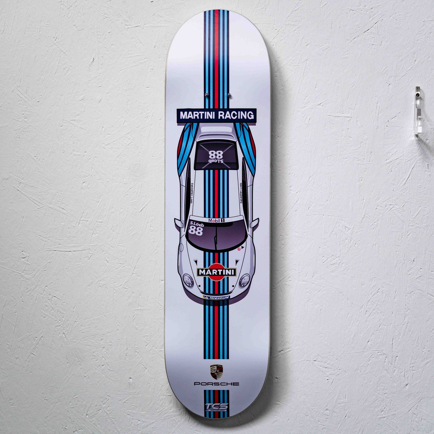 Martini-inspired Porsche Skate Deck Wall Art (Vertical)