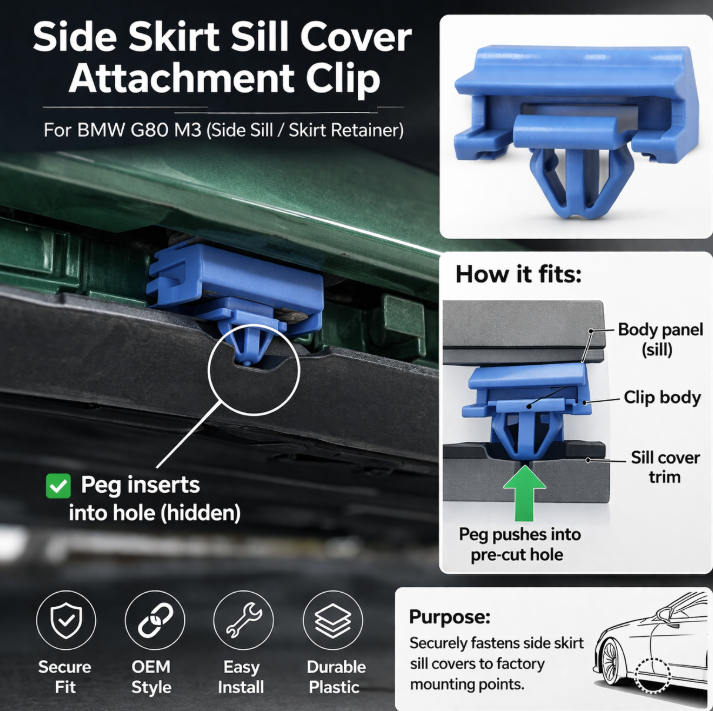 BMW Side Skirt Sill Trim Retainer Clip - Blue Plastic Mounting Clip