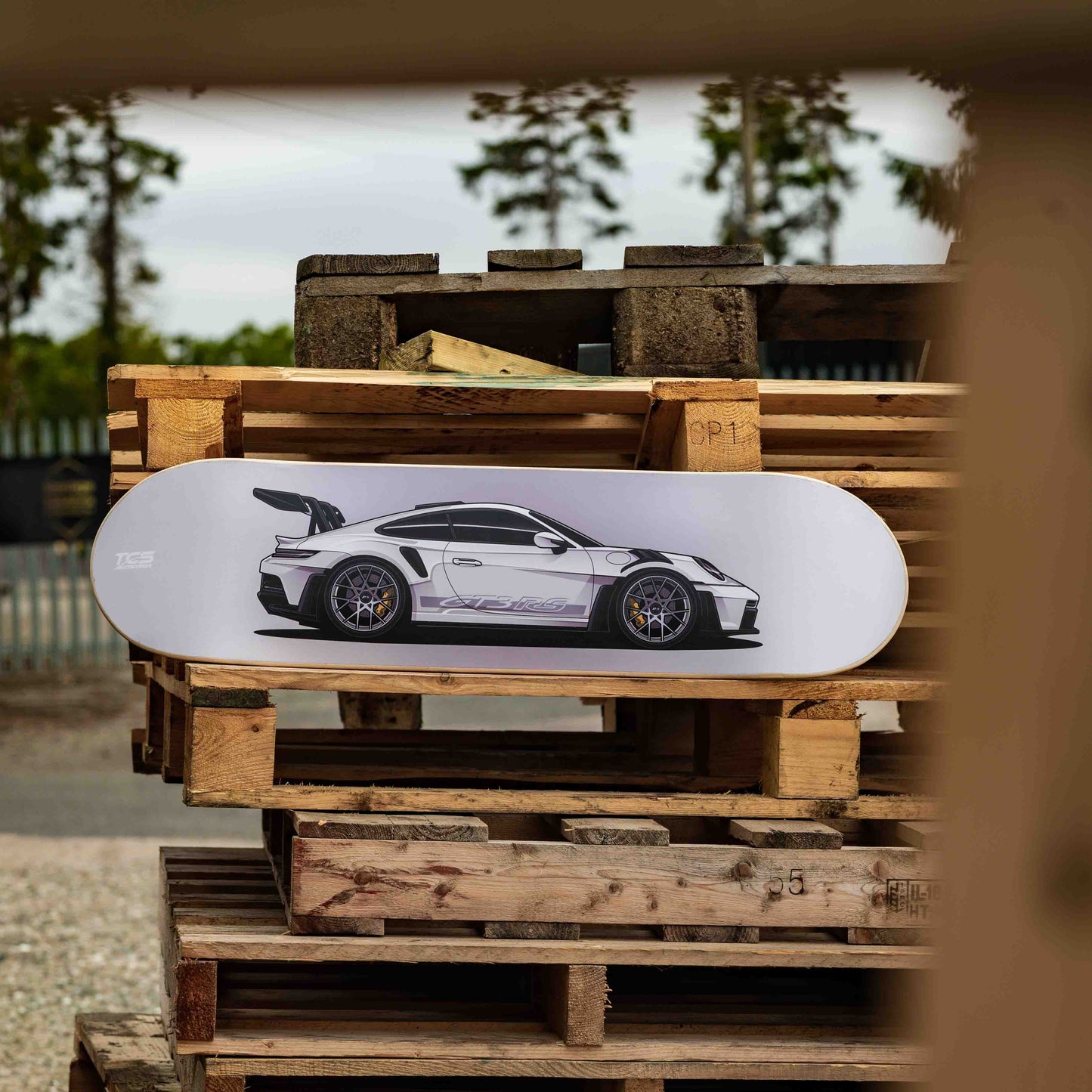 Porsche 911 GT3 RS Skate Deck Wall Art - White