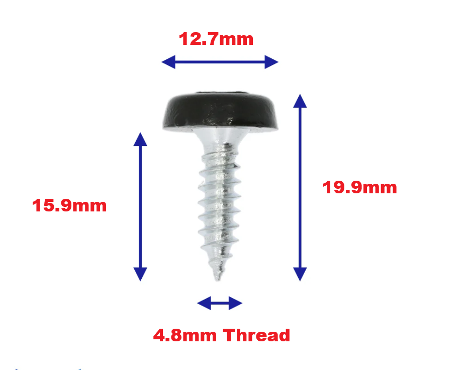 Number Plate Fixing Screws - Black Yellow White Polytop 4 Piece Kit