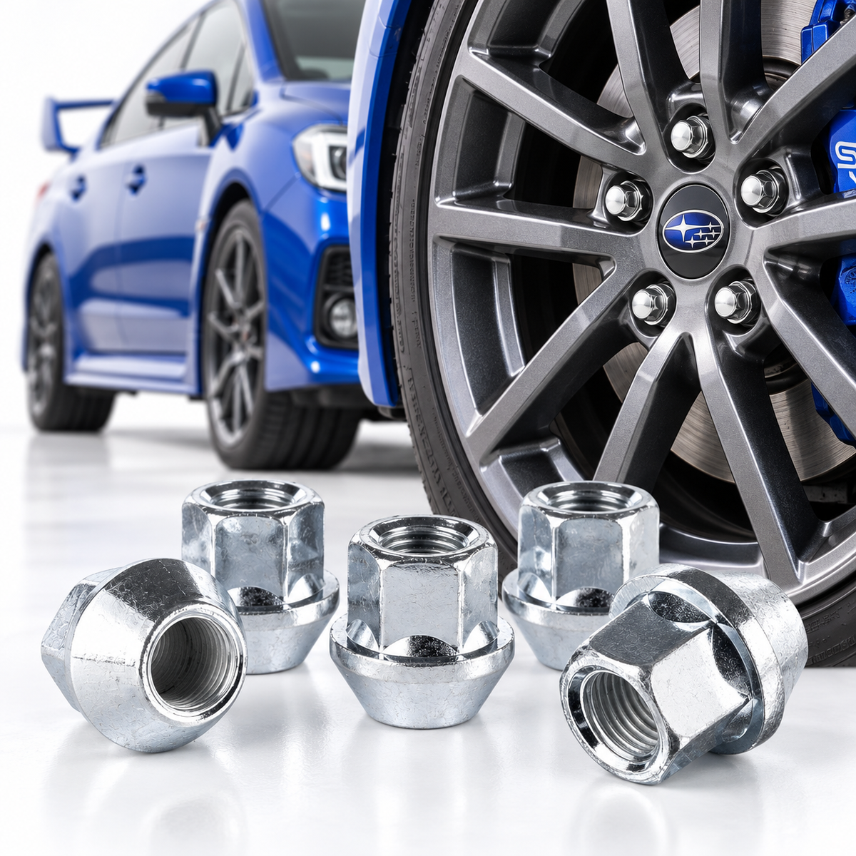 M12x1.25 wheel nuts shown with Subaru alloy wheel