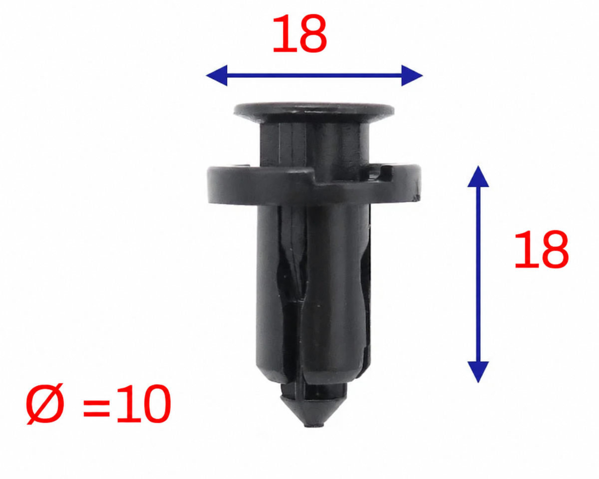 FCP-0348 trim clip dimensions 18mm x 18mm for 10mm hole