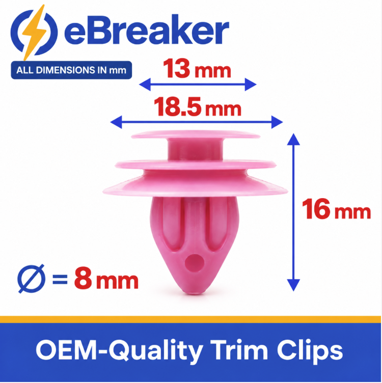 FCP-1120 Subaru trim clip dimensions 13 mm 18.5 mm 16 mm and 8 mm hole