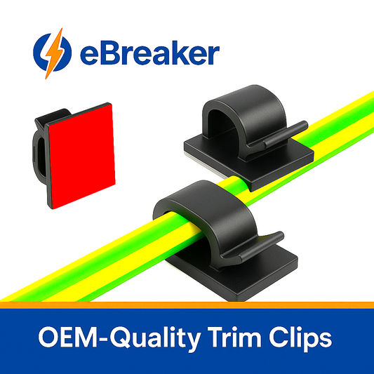 Black Self-Adhesive Cable & Wiring Clip Holder - Interior Trim Wire Retainer
