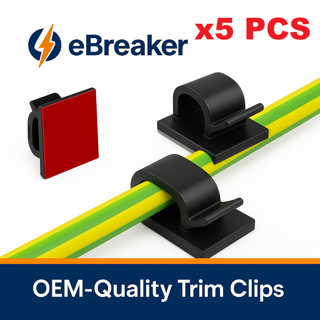 Black Self-Adhesive Cable & Wiring Clip Holder - Interior Trim Wire Retainer