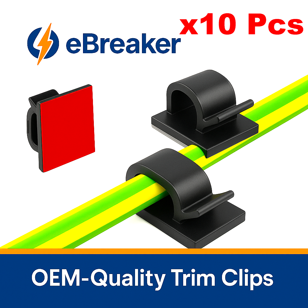 Black Self-Adhesive Cable & Wiring Clip Holder - Interior Trim Wire Retainer