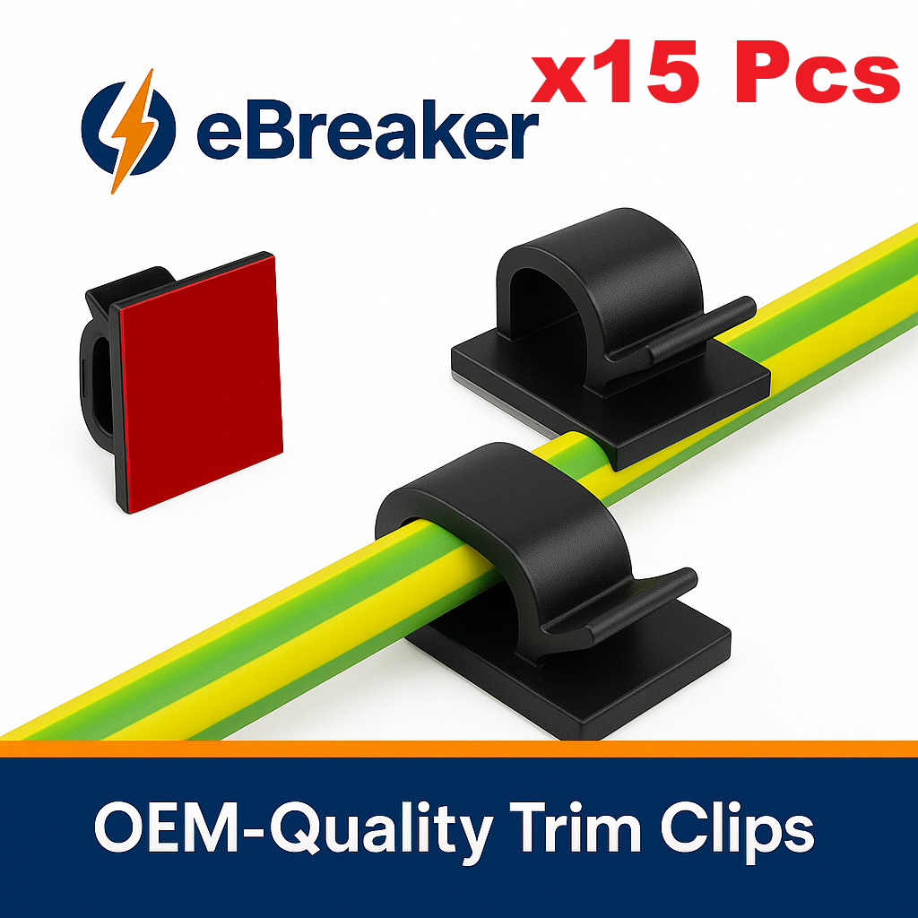 Black Self-Adhesive Cable & Wiring Clip Holder - Interior Trim Wire Retainer