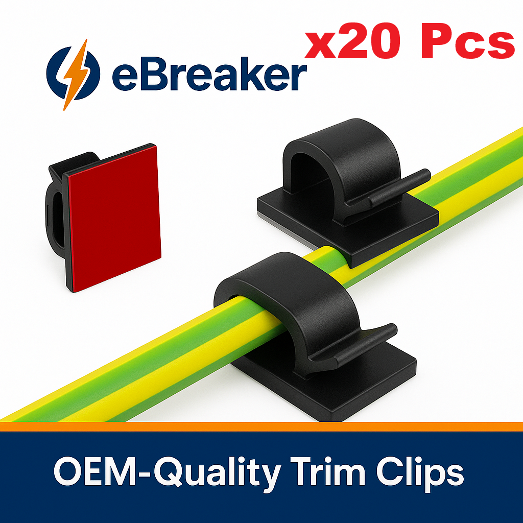 Black Self-Adhesive Cable & Wiring Clip Holder - Interior Trim Wire Retainer