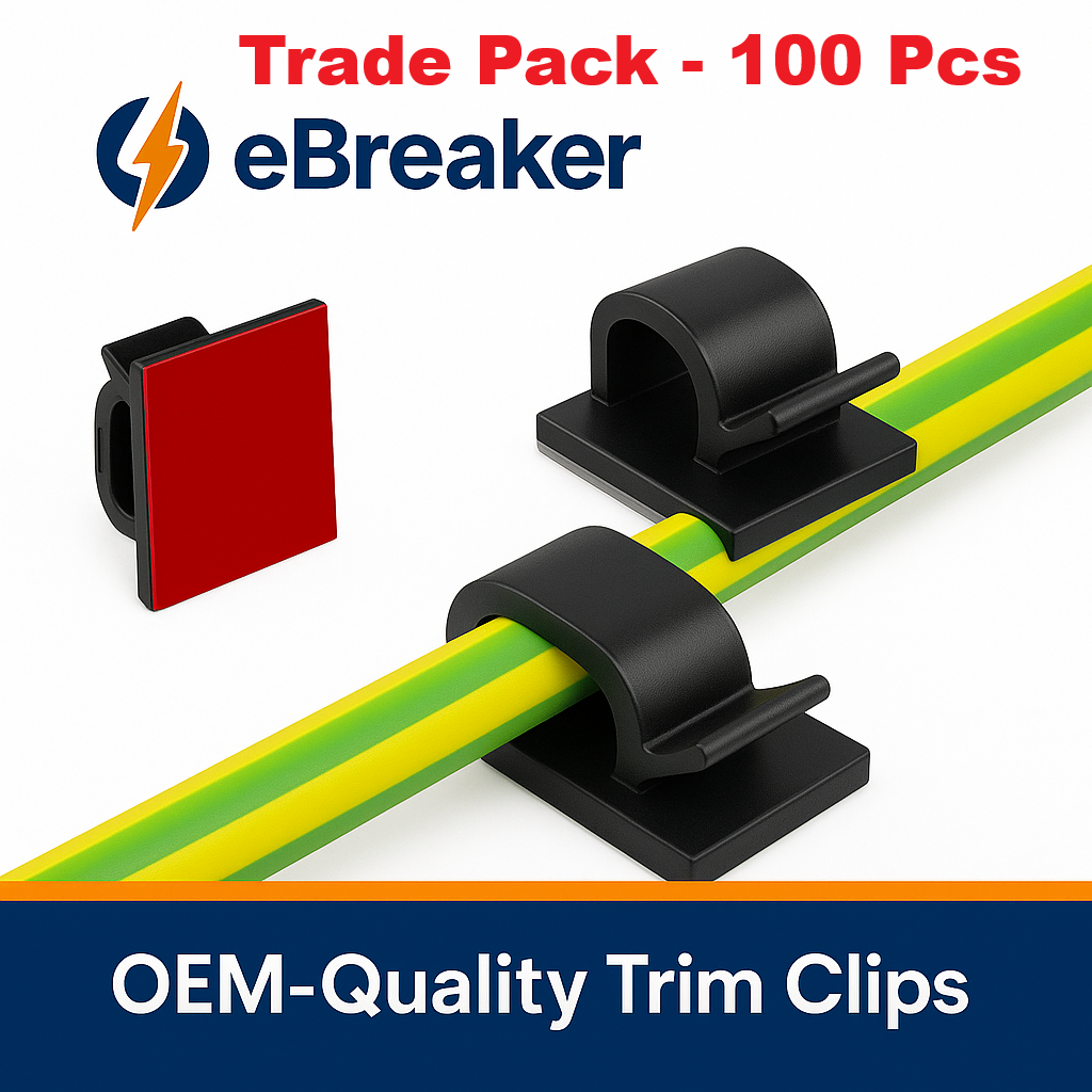 Black Self-Adhesive Cable & Wiring Clip Holder - Interior Trim Wire Retainer