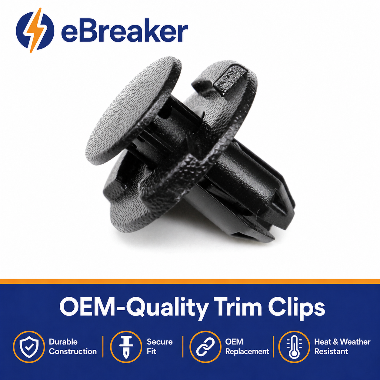 Push Fit Plastic Rivet Trim Clips for Nissan Mazda Ford Renault - 8mm Black