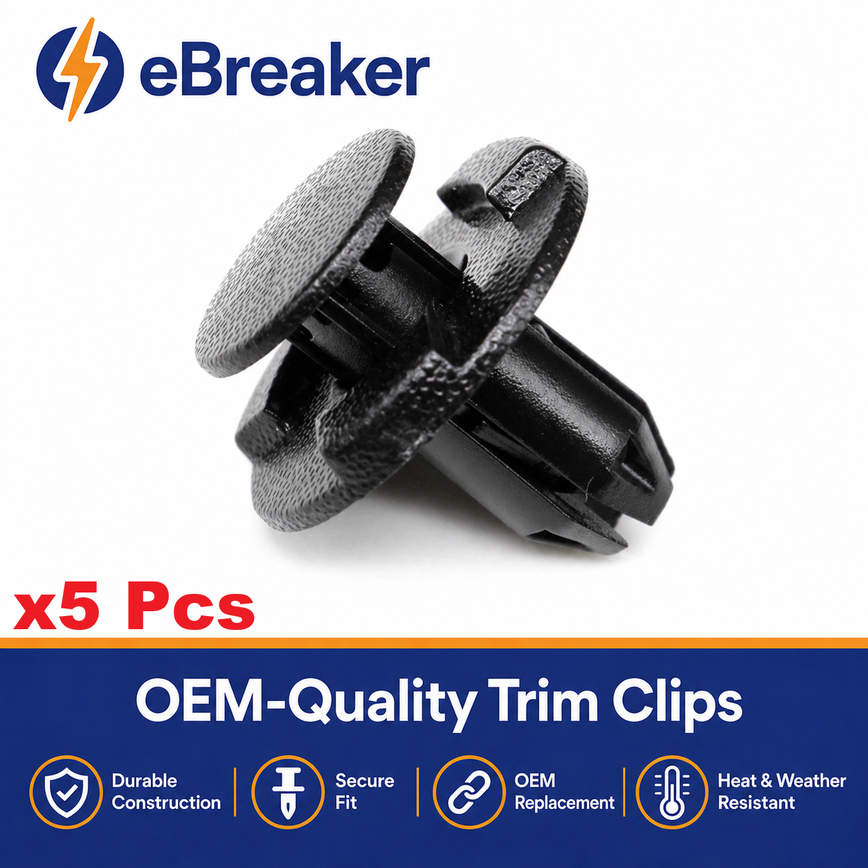 Push Fit Plastic Rivet Trim Clips for Nissan Mazda Ford Renault - 8mm Black