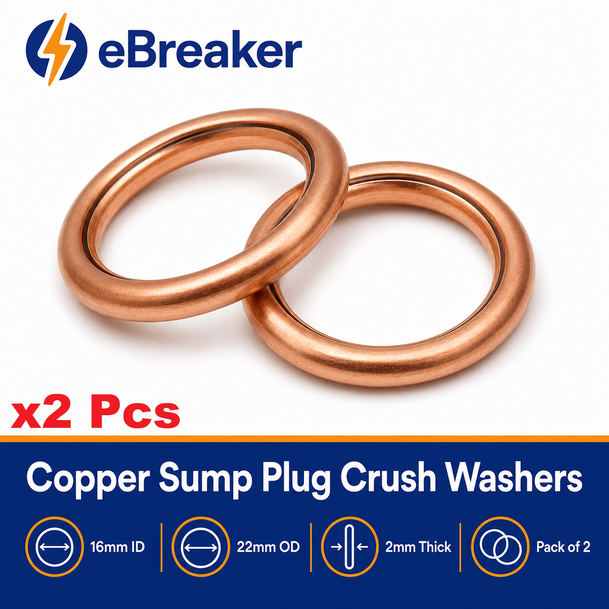 16mm Copper Oil Sump Plug Crush Washers – Renault Peugeot Citroën Nissan Dacia & More