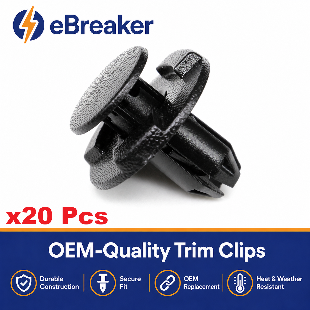 Push Fit Plastic Rivet Trim Clips for Nissan Mazda Ford Renault - 8mm Black