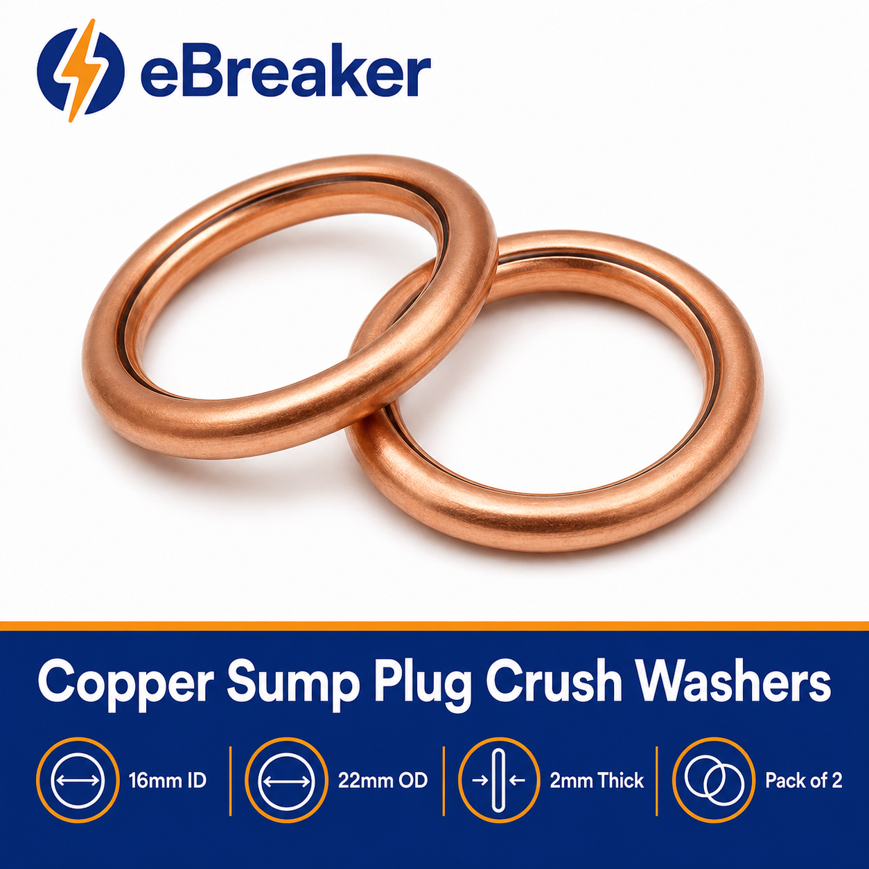 16mm Copper Oil Sump Plug Crush Washers – Renault Peugeot Citroën Nissan Dacia & More