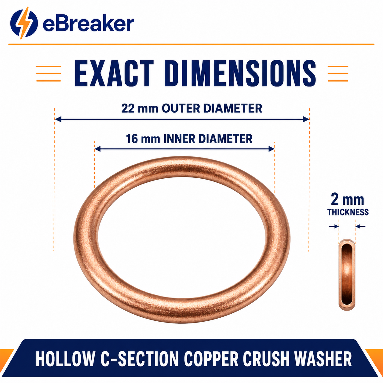 16mm Copper Oil Sump Plug Crush Washers – Renault Peugeot Citroën Nissan Dacia & More