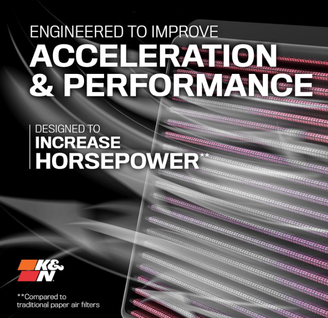 K&N high-flow air filter performance and acceleration benefits