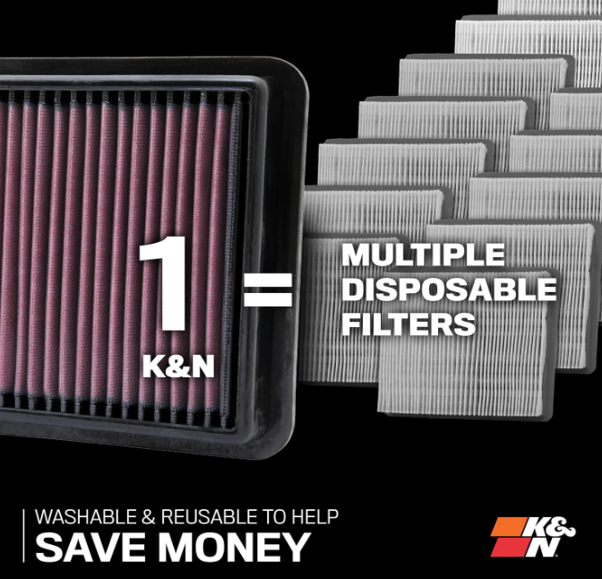 K&N reusable air filter compared with disposable filters