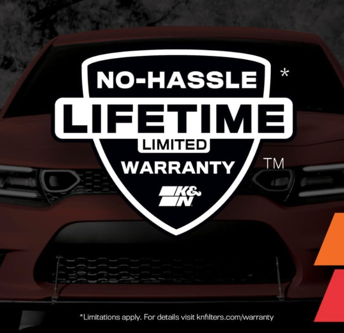 K&N no-hassle lifetime limited warranty graphic