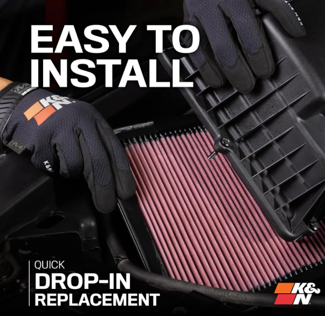 K&N 33-2304 easy drop-in installation graphic