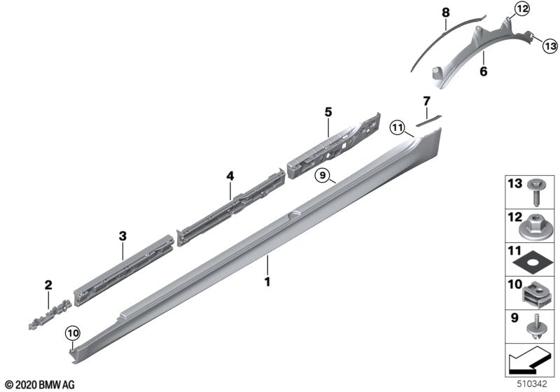 BMW Push Pin Expanding Rivet - Side Skirt & Wheel Arch Trim Clip 07147213303
