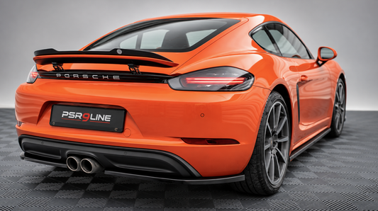 Porsche 718 Cayman rear view – PSR9Line twin exhaust tips upgrade for Boxster & Cayman 987 981 718