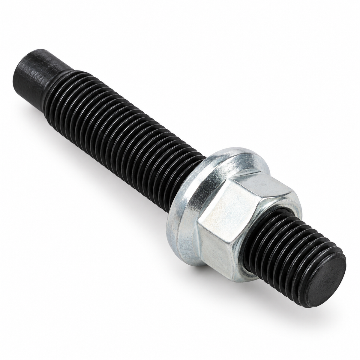 PSR9Line black Porsche wheel stud with silver open R14 nut