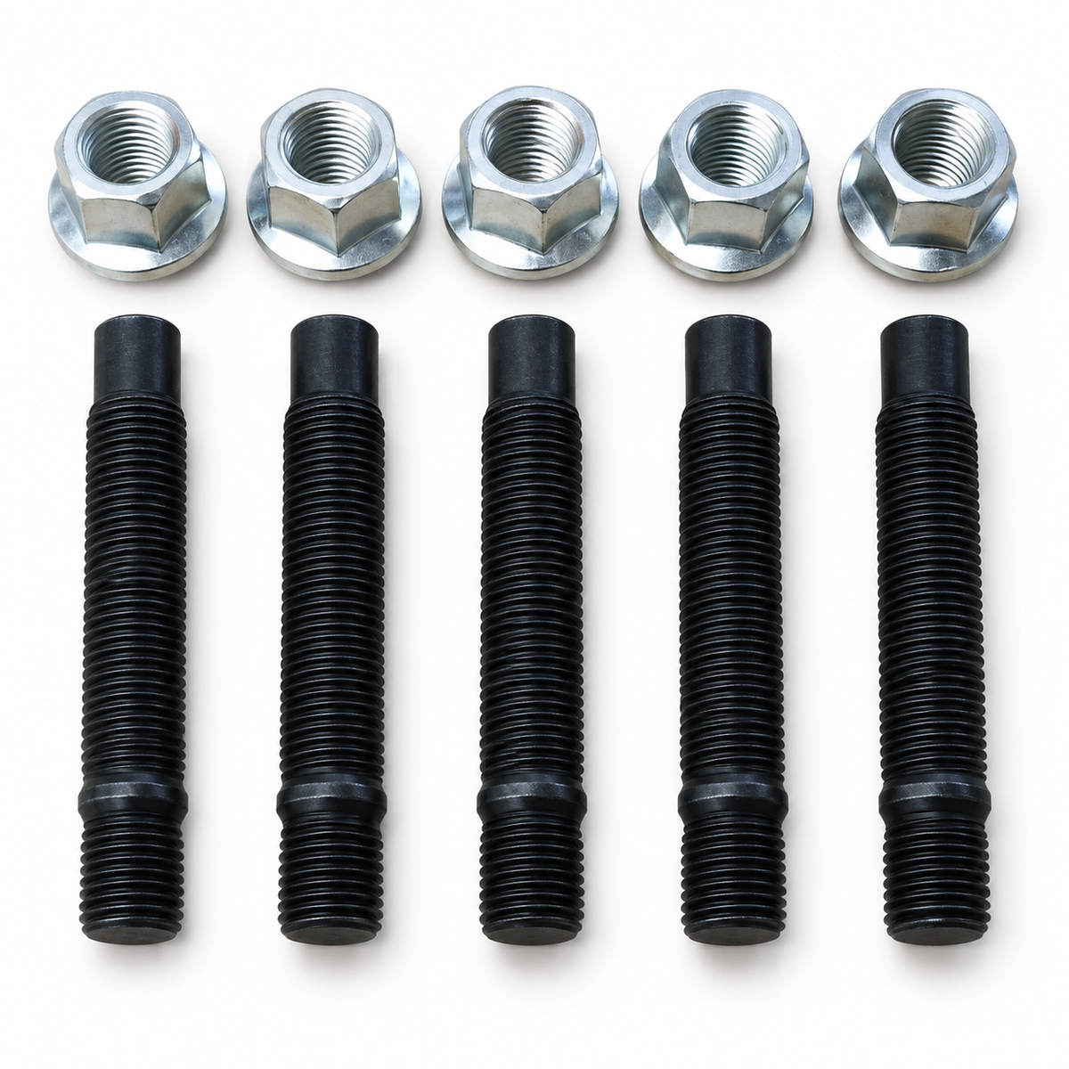 PSR9Line Porsche wheel stud conversion kit with black studs and silver open nuts