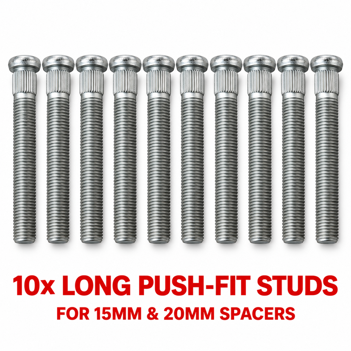 10 Long Push-Fit Porsche Wheel Studs for 15mm and 20mm spacers