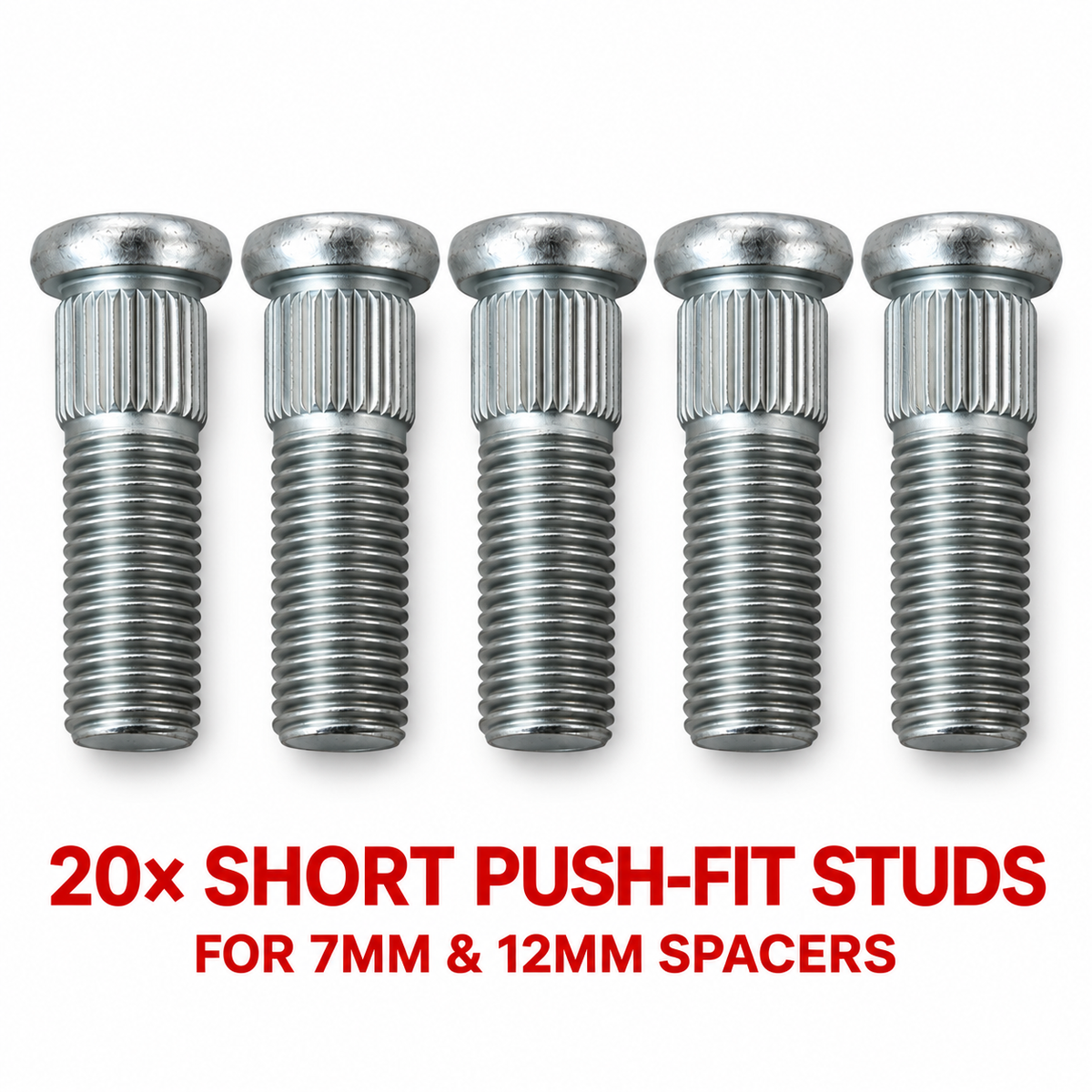 20 Short Push-Fit Porsche Wheel Studs for 7mm and 12mm spacers