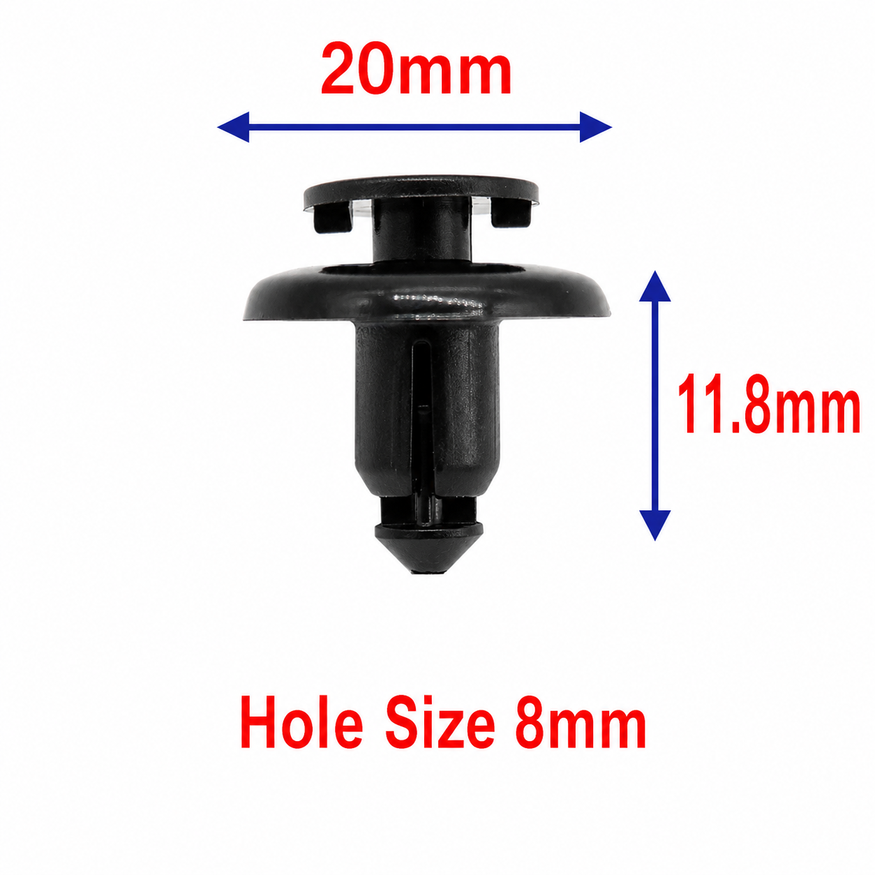 Mazda Subaru 8mm Easy Release Push Fit Plastic Rivet Trim Clips