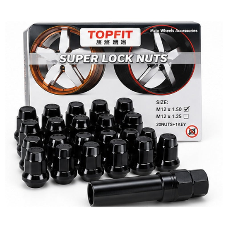 TOPFIT Super Lock Nuts gloss black set with key adaptor