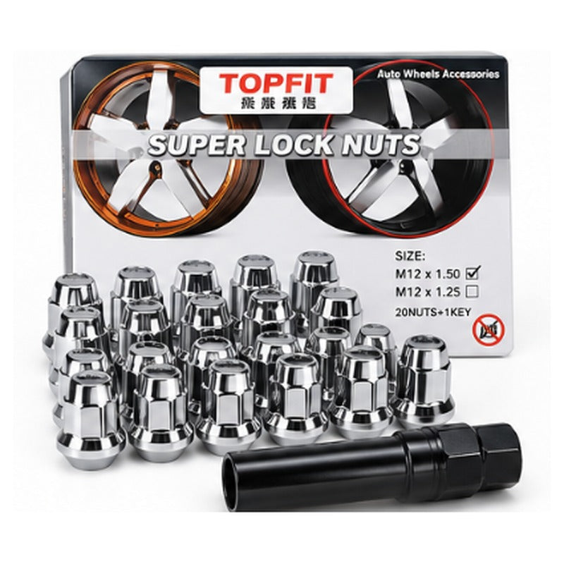 TOPFIT Super Lock Nuts chrome set with key adaptor
