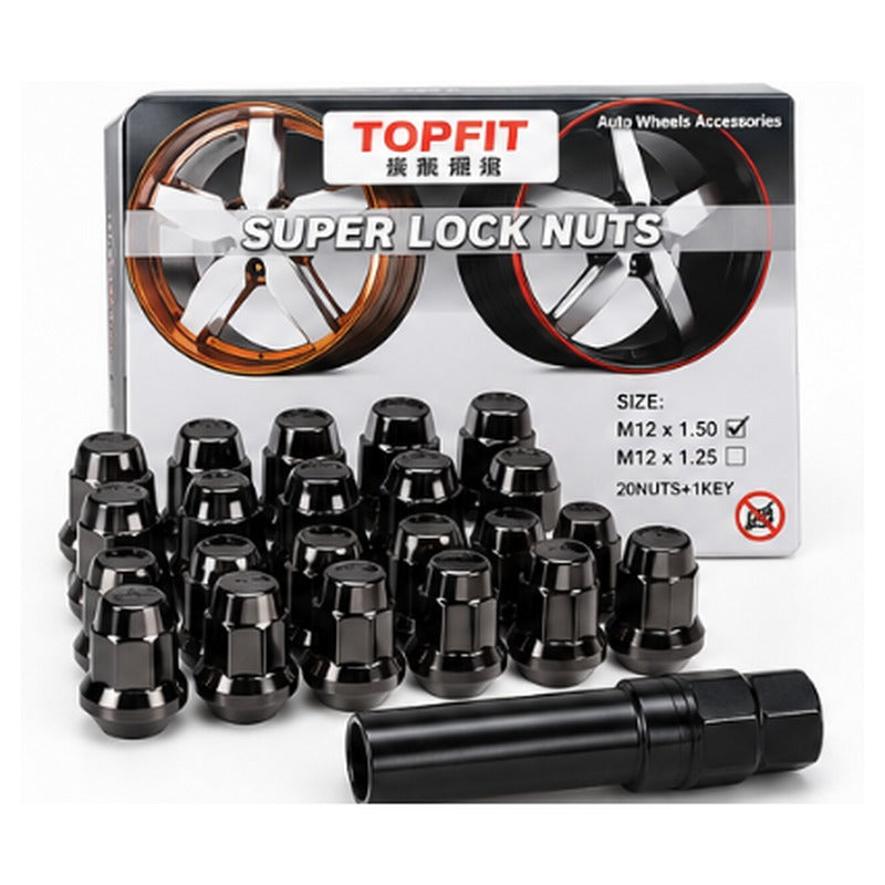 TOPFIT Super Lock Nuts titanium black set with key adaptor