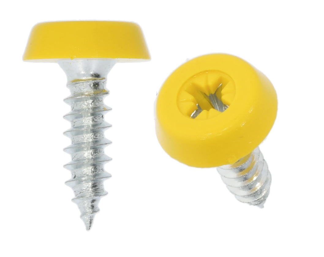 Number Plate Fixing Screws - Black Yellow White Polytop 4 Piece Kit