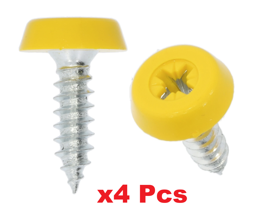 Number Plate Fixing Screws - Black Yellow White Polytop 4 Piece Kit