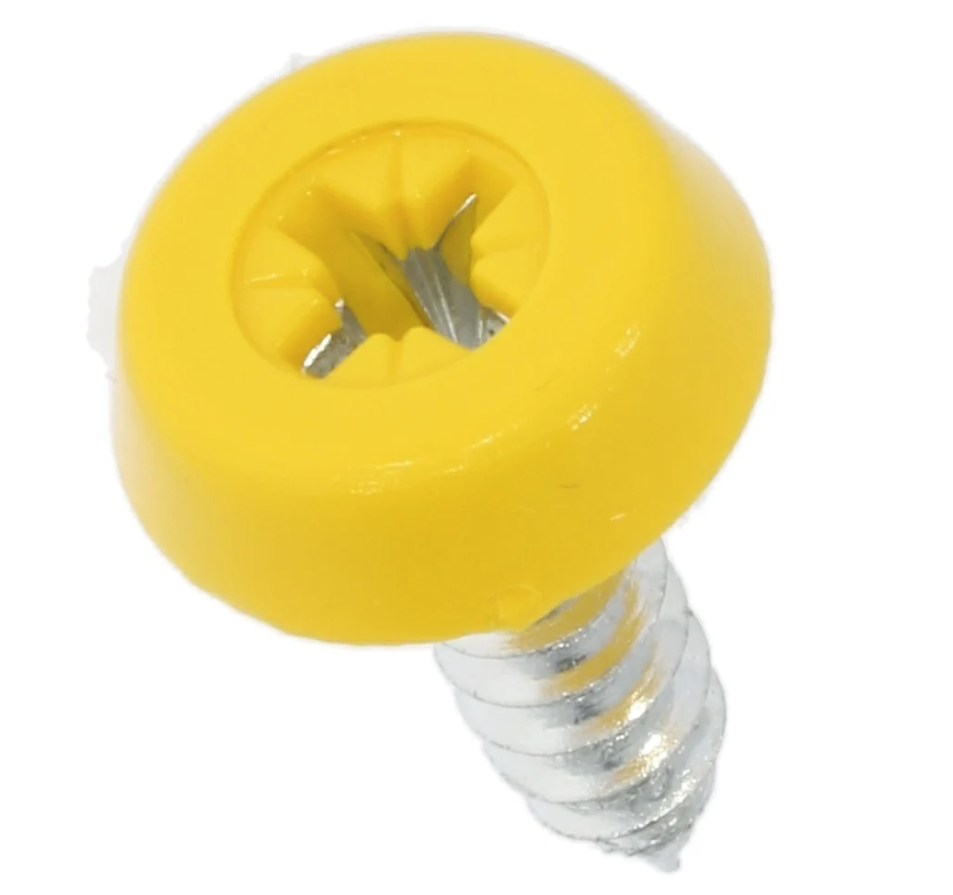 Number Plate Fixing Screws - Black Yellow White Polytop 4 Piece Kit