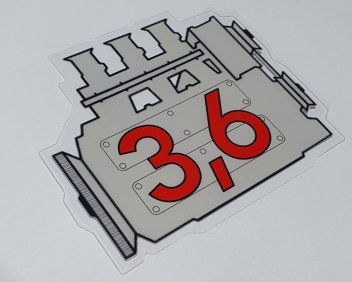 Porsche 911 3.6 engine window sticker - Retro Outlaw style rear screen decal