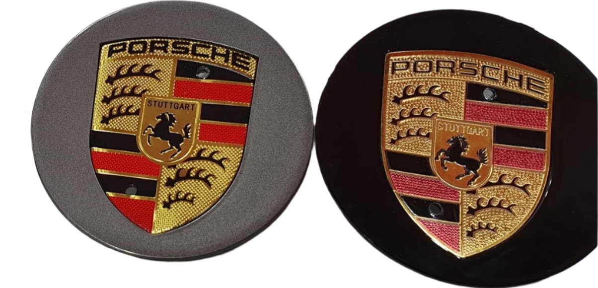 Porsche Wheel Centre Caps Black or Grey 75mm Crested