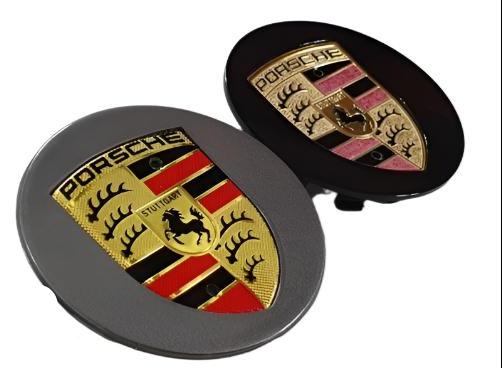 Porsche Wheel Centre Caps Black or Grey 75mm Crested